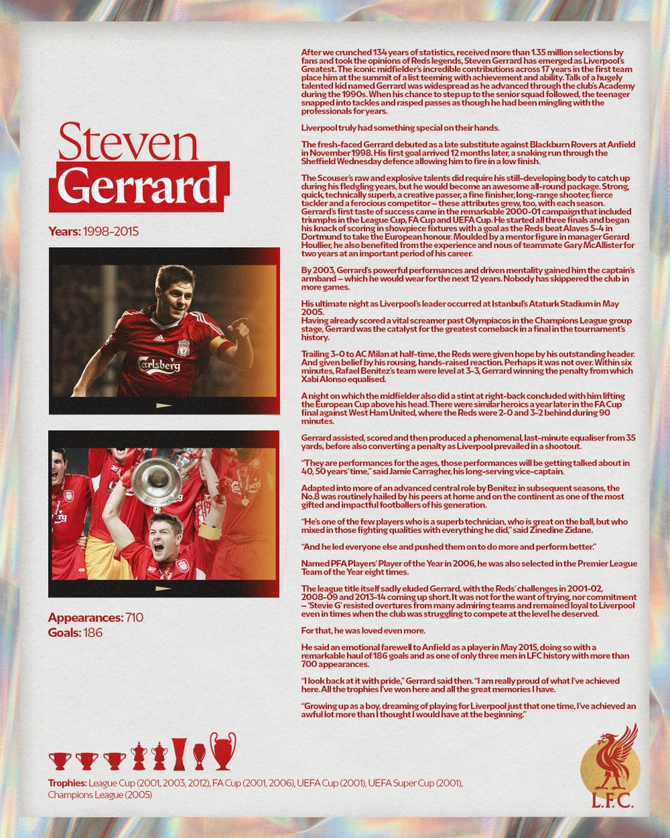 LFC's tweet photo. Steven Gerrard is Liverpool's Greatest ❤️