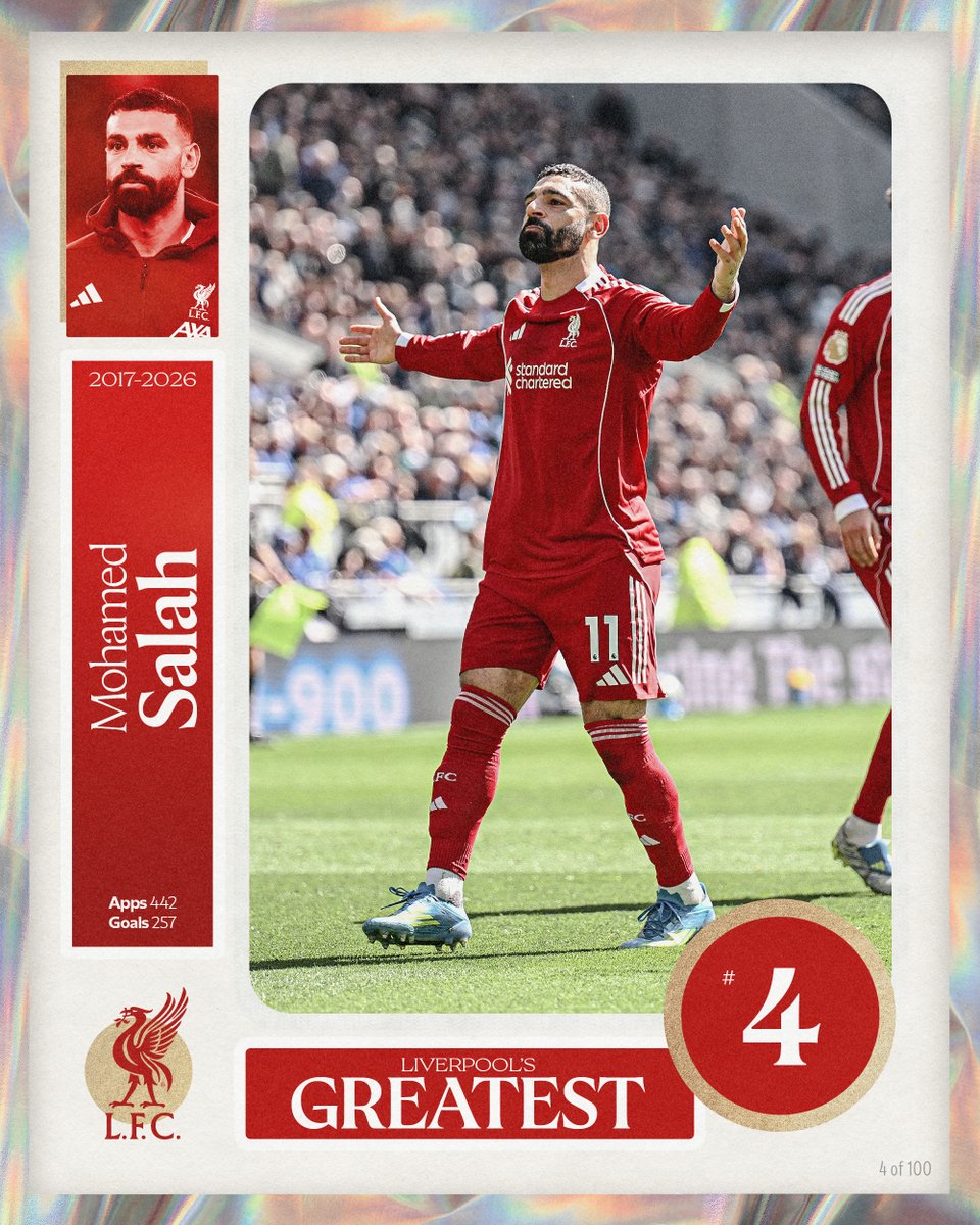 LFC's tweet photo. Liverpool's Greatest - No.4: Mohamed Salah 👑