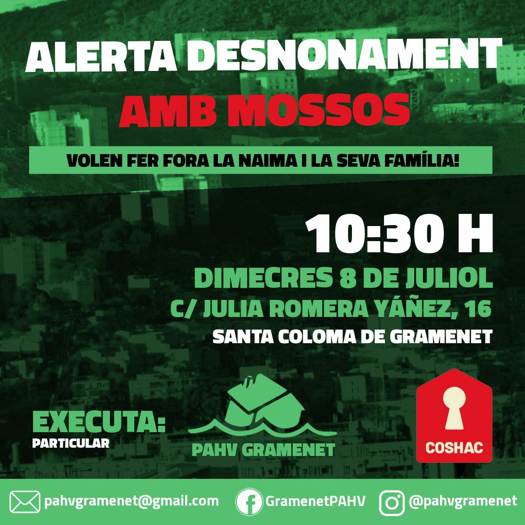 PAHVgramenet's tweet photo. 🔴 2 DESNONAMENTS POLICIALS 🔴

Vine a donar suport a les nostres companyes! https://t.co/dkOqwq3ceH