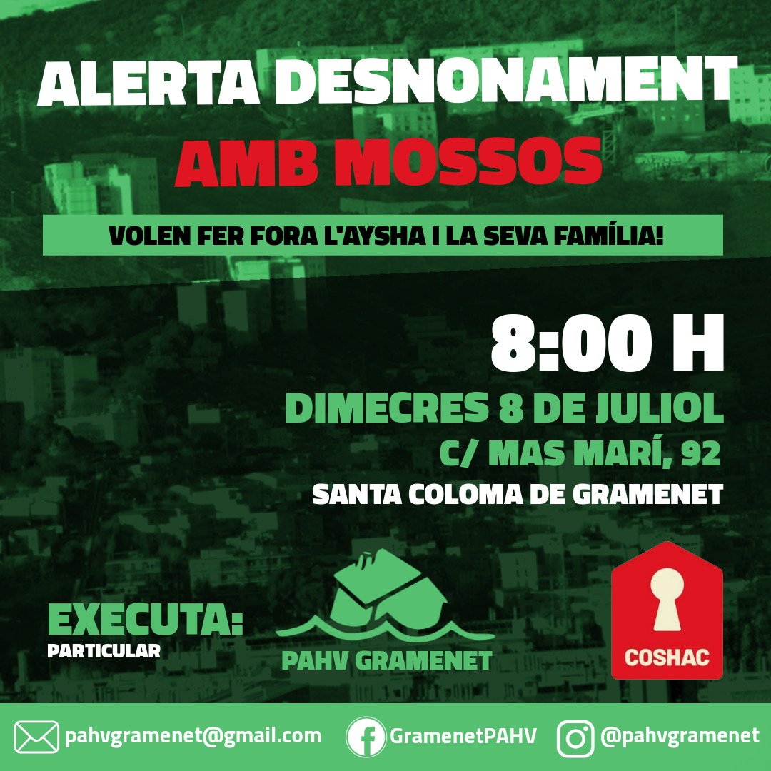 PAHVgramenet's tweet photo. 🔴 2 DESNONAMENTS POLICIALS 🔴

Vine a donar suport a les nostres companyes! https://t.co/dkOqwq3ceH