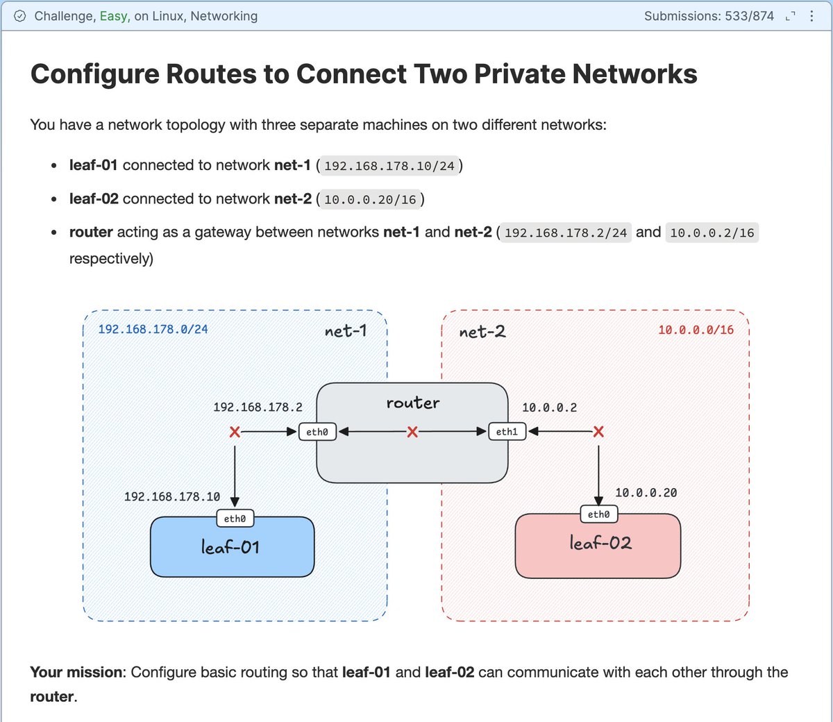 iximiuz's tweet photo. Networking 101: Routing 🧙‍♂️

Learning networking by doing - can you configure a Linux server to work as a router? An easy task that will take your understanding of Linux networking to the next level if you haven't done it before.

Practice: https://t.co/k2seN25Ewe https://t.co/oloUKKnOpW