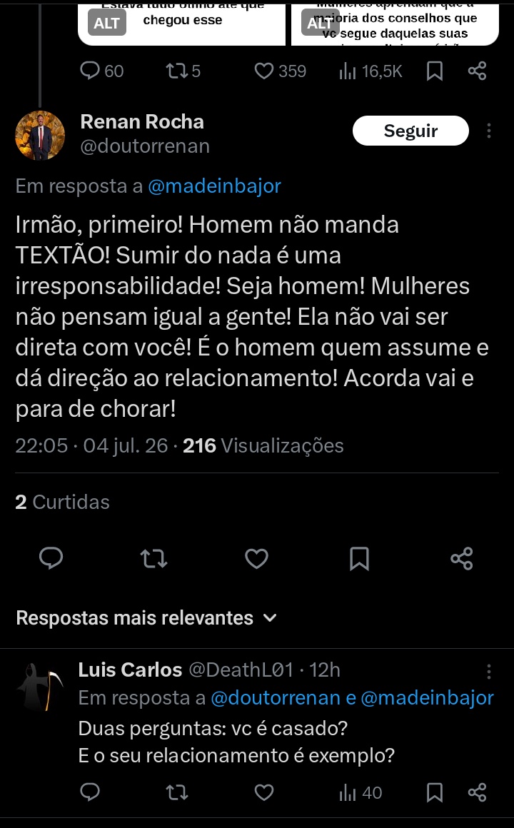 DeathL01's tweet photo. @doutorrenan @madeinbajor Vc não teve culhão pra responder a minha pergunta em outro tópico, divergente desse.
Típico de alguém desonesto. https://t.co/DMLfUKMqWK