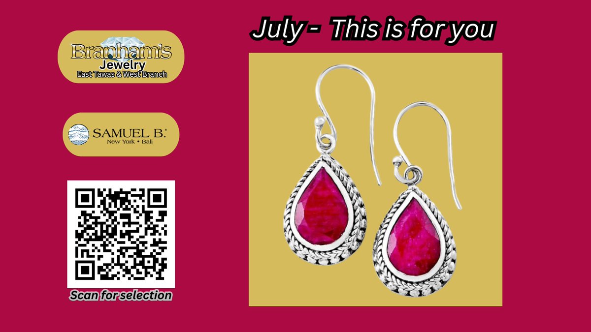 branhamsjewelry's tweet photo. Check Out This Great July Look
#Ruby #july #earring #birthstone https://t.co/6QBex7DSjy
