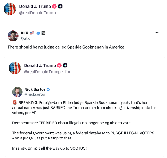 EricLDaugh's tweet photo. "There should be no judge called Sparkle Sooknanan in America" — @alx 

REMOVE. https://t.co/JNRjM8cJ9E