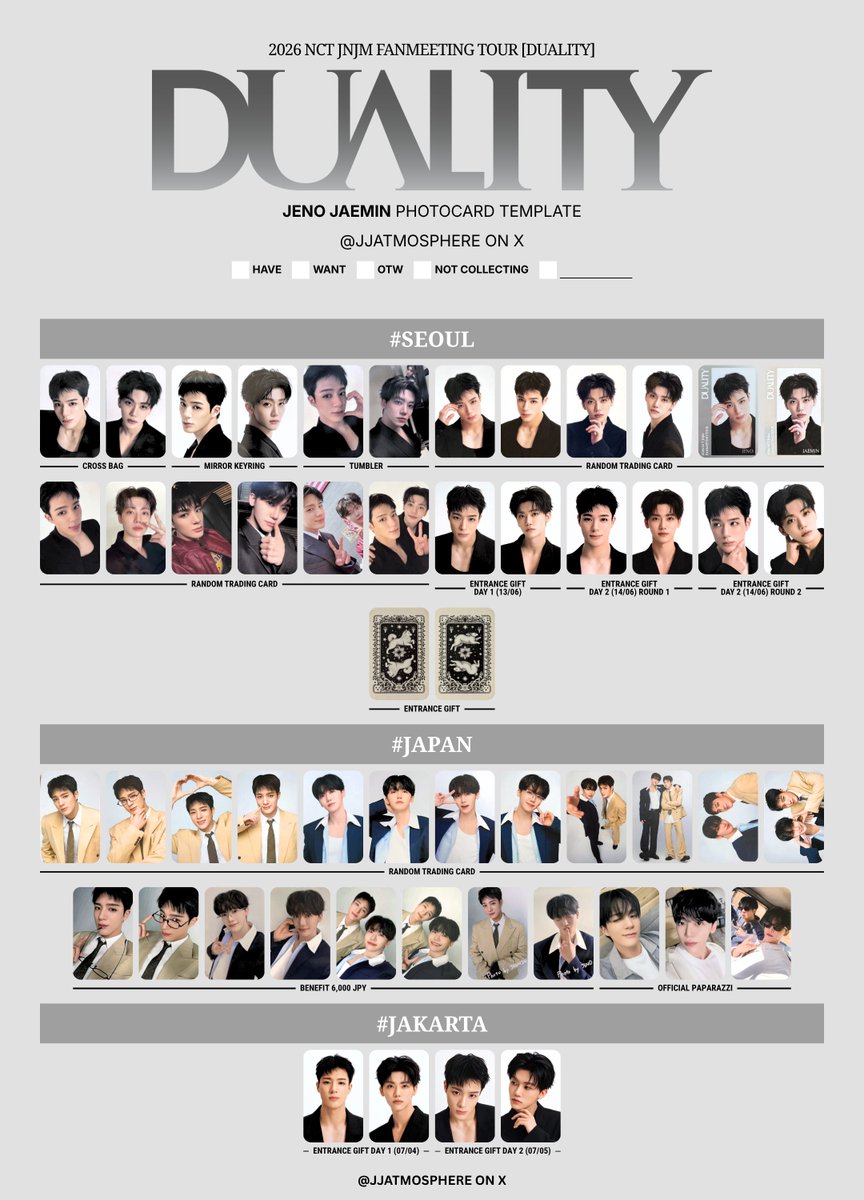 2026 nct jnjm fanmeeting tour 'duality' jeno jaemin photocard