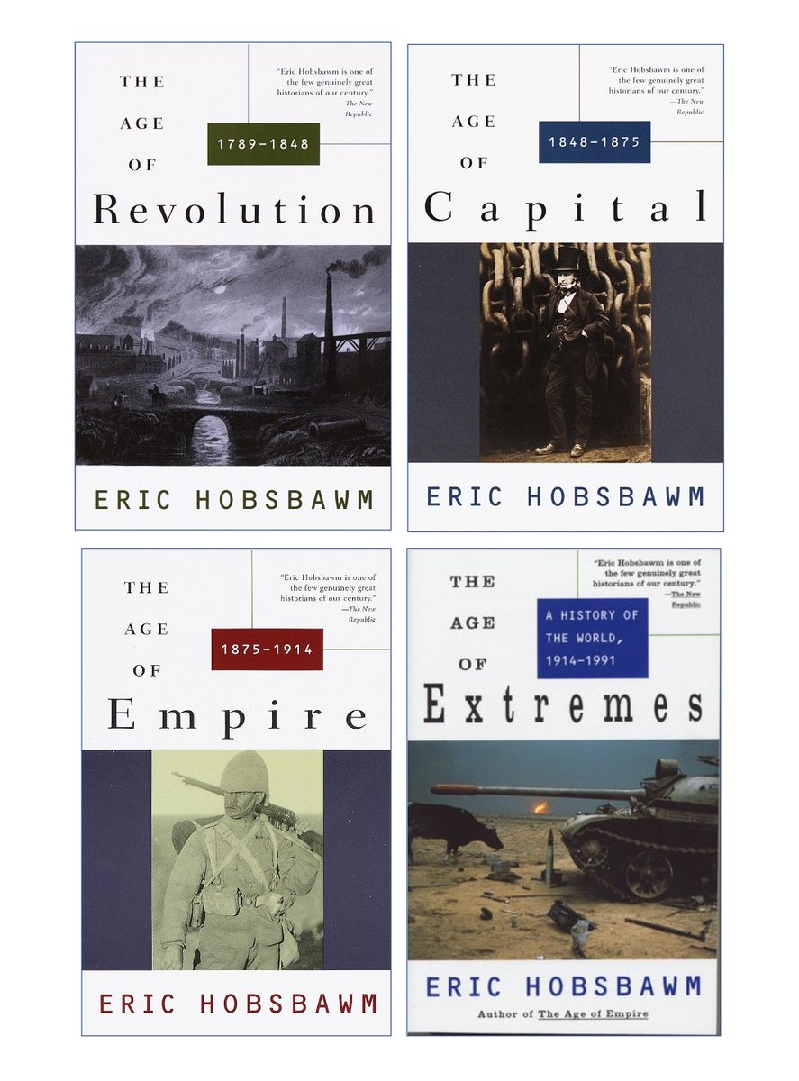 GerardoMunck's tweet photo. Hobsbawm on the Modern World

One of the treats for those who are interested in history is to read Eric Hobsbawm's four volumes on different ages, from the French Revolution to the end of the Cold War. They make for a very rewarding reading.

Thread with links to all four books. https://t.co/cqF6zzYRi0