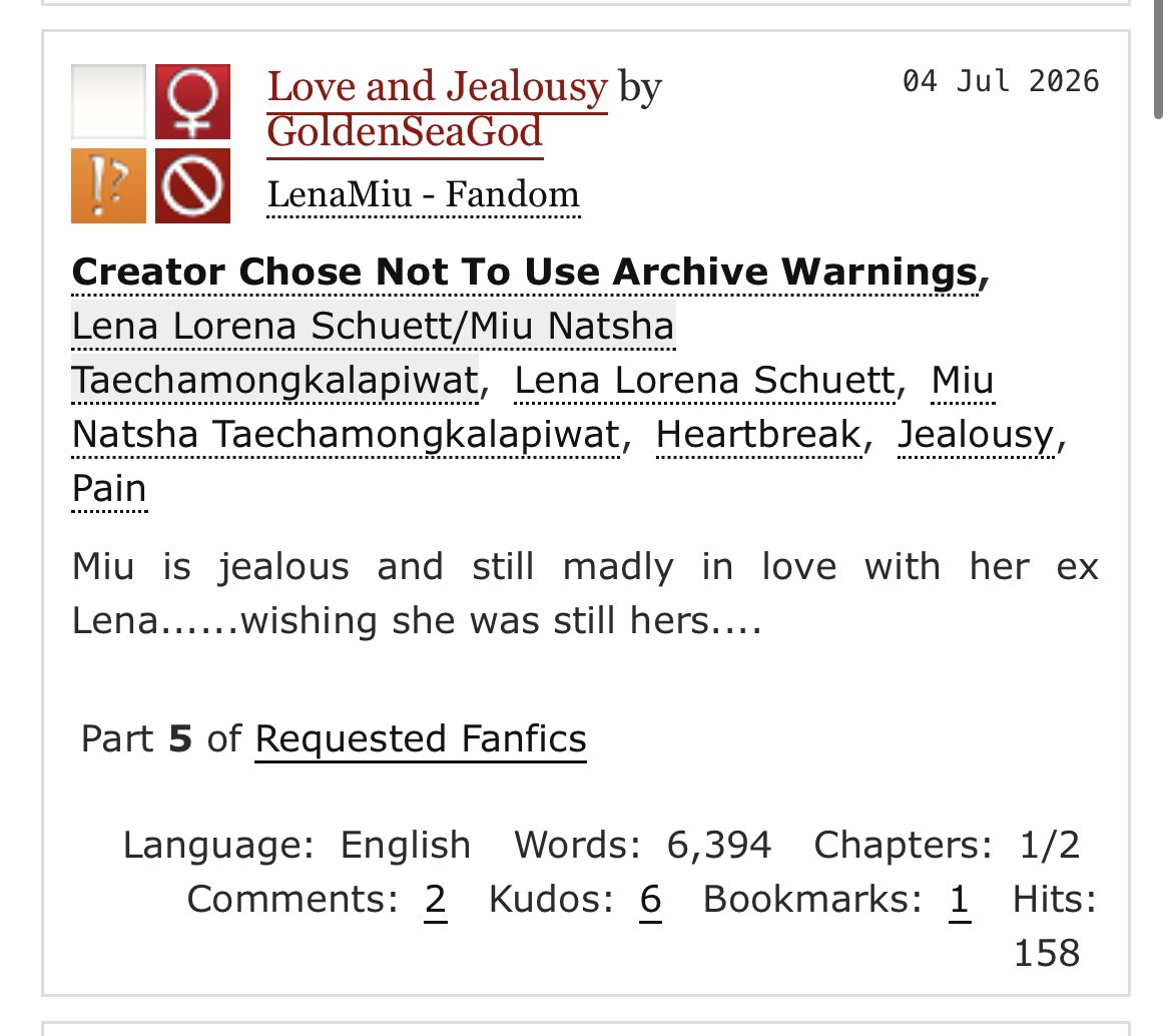 lena_miufanfics's tweet photo. “A gente se perdeu… mas nunca deixou de se amar.” 💔

https://t.co/Tx7TP45rVK

#ลีน่าหมิว #fanfictionLenaMiu 
#LenaMiu #GLfic 
#lesbianfiction https://t.co/A9nIhagWdn