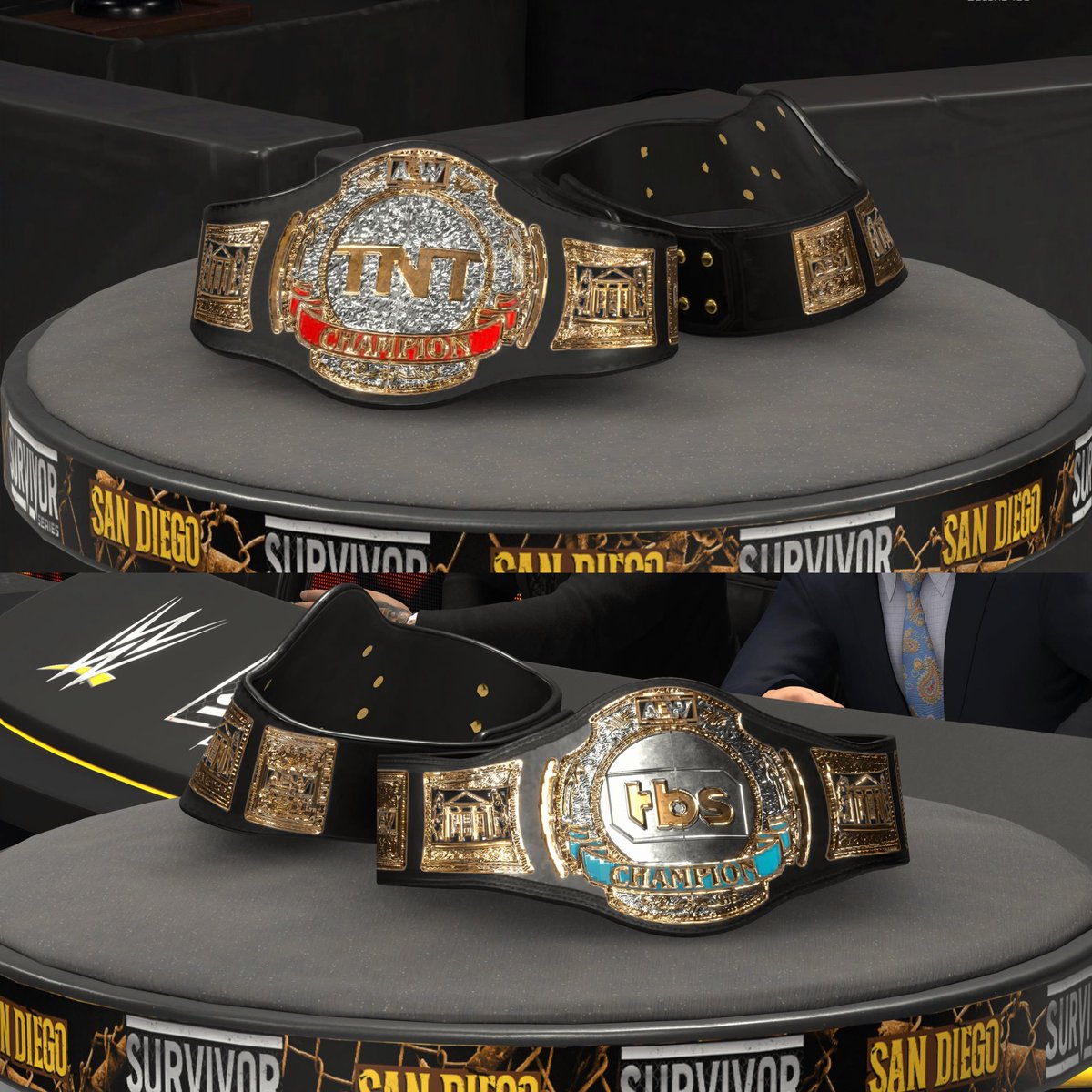 2KwPhenom's tweet photo. ALL ELITE TITLES🔥

Found These AEW Titles Made By @Sexybacon490  On X
These Titles Are Just Goated Man Looks, Detailing, Presentation Everything Looks Great🔥

Perfect for Some AEW Mix👀

Tag: Bacon9400

Save This Post To Download It Later👍

Follow For More✌️

#WWE2K26 #WWERaw https://t.co/klIb1ko6c9