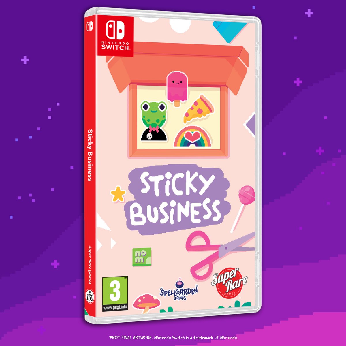 SuperRareGames's tweet photo. Check out the cosy box art for Sticky Business! 🐸 ⭐ 

Releasing this Thursday @ 6pm BST! https://t.co/wEh53bc8N8