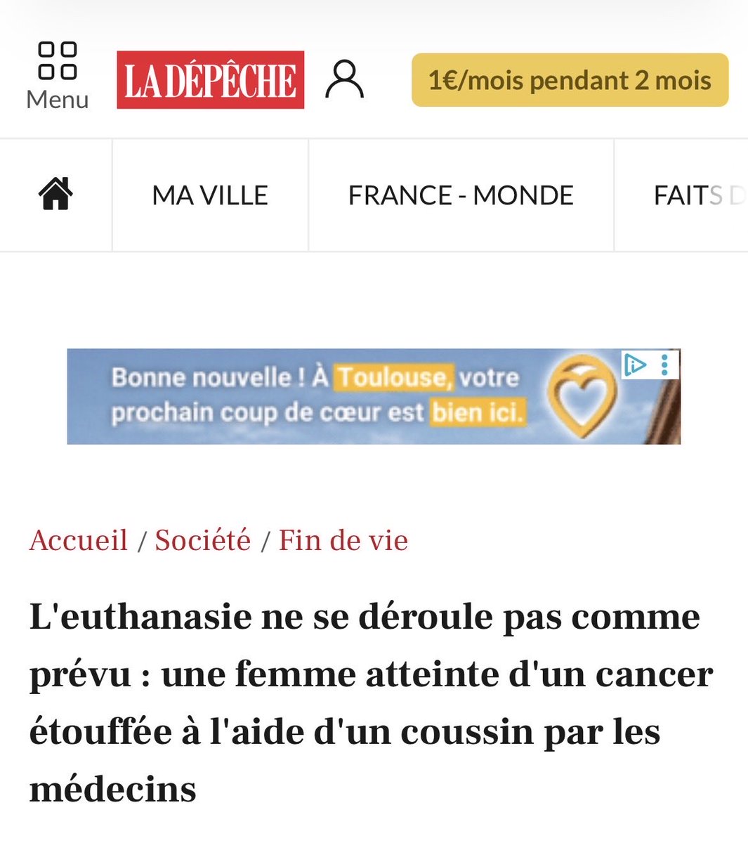 pierremarieseve's tweet photo. En 2022, une patiente belge ayant demandé l’euthanasie… a finalement été étouffée avec un coussin par 2 infirmières.
En mars 2022, à Oupeye en Belgique, Alexina, 36 ans, atteinte d’un cancer incurable en phase terminale, demande une euthanasie à domicile.
Le médecin et 2 infirmières arrivent pour pratiquer la sédation. Ils injectent les produits, mais Alexina ne perd pas connaissance comme prévu et continue de souffrir.
Face à la situation qui tourne mal, les soignants paniquent : ils prennent un coussin et… l’étouffent. L’autopsie confirmera les traces d’asphyxie.
La famille a évidemment porté plainte. Mais dans ce genre d’affaire, à votre avis, les 2 infirmières ont-elles été coupables de meurtre ?