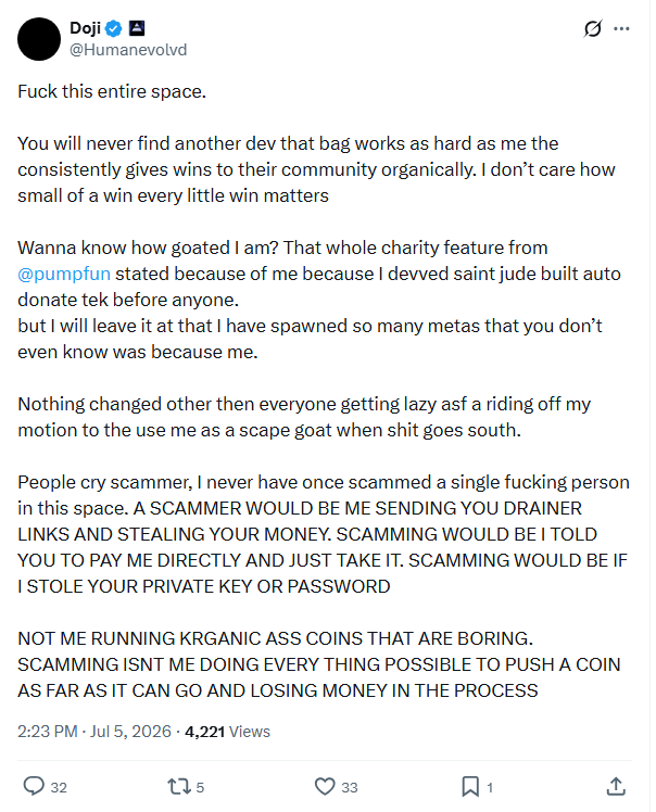 badattrading_'s tweet photo. Guy with $1.1M pnl wallet crashing out like a little girl.

Also may be you should stop deploying coins if people keep calling you a scammer Doji, if you care so much about your reputation start there https://t.co/H83nv7upkM