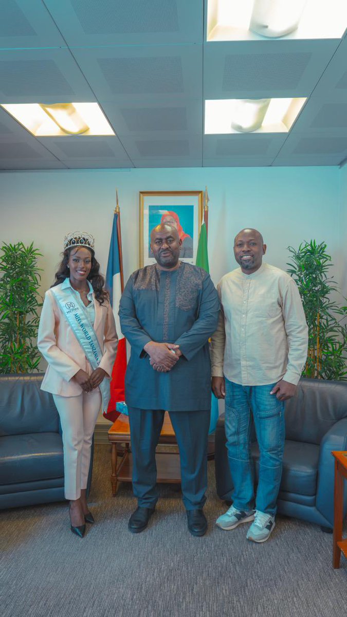 mfa_tanzania's tweet photo. MISS WORLD TANZANIA 2026 LATRICIA MEETS AMBASSADOR YAKUBU IN PARIS

Miss World Tanzania 2026, Latricia, paid a courtesy visit to the Ambassador of the United Republic of Tanzania to France, H.E. Saidi Othman Yakubu, at the Tanzanian Embassy in Paris. They discussed the vital role of young people in promoting Tanzania through its culture, tourism, and the Swahili language.

Latricia is in France to participate in the World Kiswahili Language Day celebrations, organized in partnership with the Tanzanian government and various stakeholders. The event aims to raise Kiswahili's global profile while boosting cultural diplomacy and international appreciation for the language.

During the meeting, Ambassador Yakubu praised Latricia for her ongoing representation of Tanzania on the international stage and highlighted the importance of leveraging youth influence and the beauty industry to promote Kiswahili, Tanzania's rich cultural heritage, and the country's diverse tourism opportunities worldwide.

Latricia reaffirmed her dedication to serving as a proud ambassador for Tanzania and committed to supporting initiatives that promote learning and the use of Kiswahili worldwide.