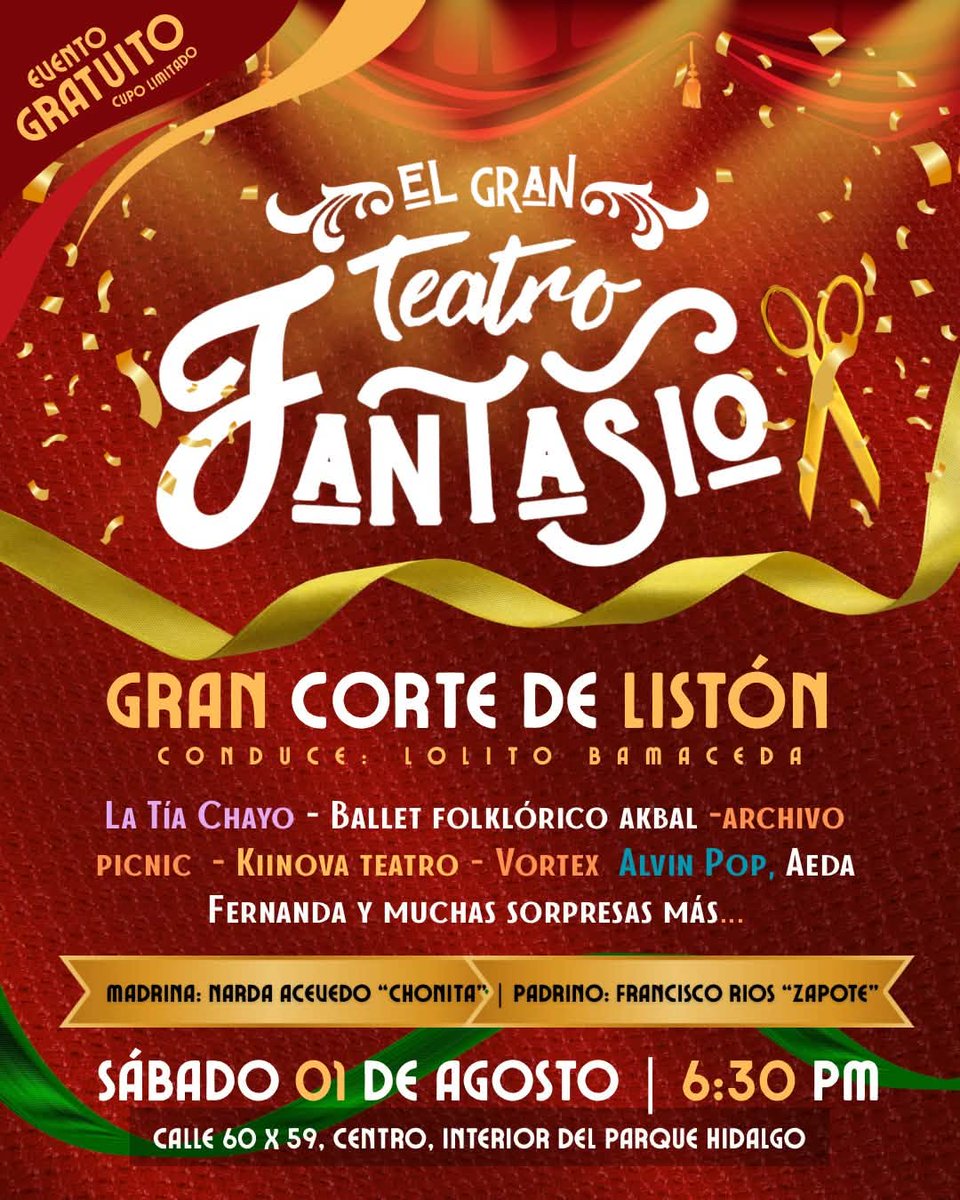 enfoqueyucatan's tweet photo. El antiguo Cine Fantasio volverá a abrir sus puertas, con el nombre de El Gran Teatro Fantasio.
El corte de listón será el sábado 1 de agosto próximo, a las 6:30 pm.
El acceso a la ceremonia de inauguración será libre. https://t.co/YbMSzvM9Yj