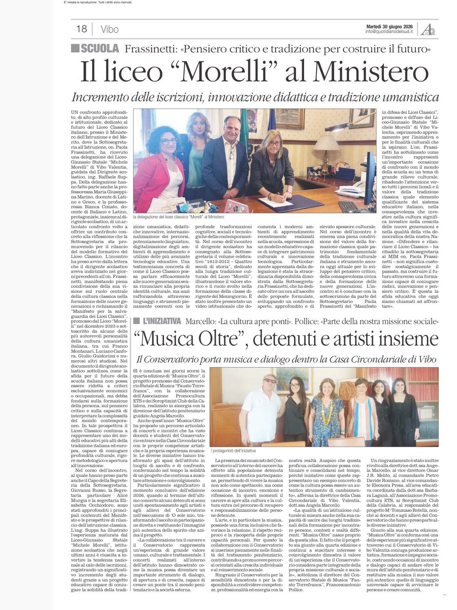 supparaffaele's tweet photo. Al @MIsocialTW il liceo classico Michele Morelli di Vibo Valentia @ @morellicolao con la sottosegretaria @FrassinettiP per il rilancio del liceo classico. Un’ora per parlare di innovazione didattica e tradizione umanistica. Grazie per  averci ascoltato. https://t.co/qgPPuuzODG