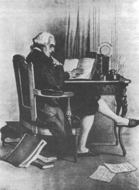 Math_files's tweet photo. Pierre Simon de Laplace reading his Celestial Mechanics (19th-century lithograph). https://t.co/XoVYVHfiJ2