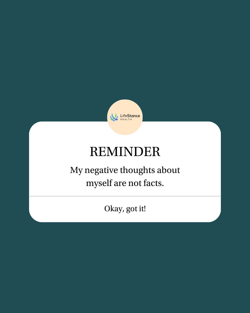 lifestanceUS's tweet photo. This is your friendly reminder that feelings aren't facts! Just because you think something about yourself, that doesn't automatically mean it's true. https://t.co/HKsDLOwkj9