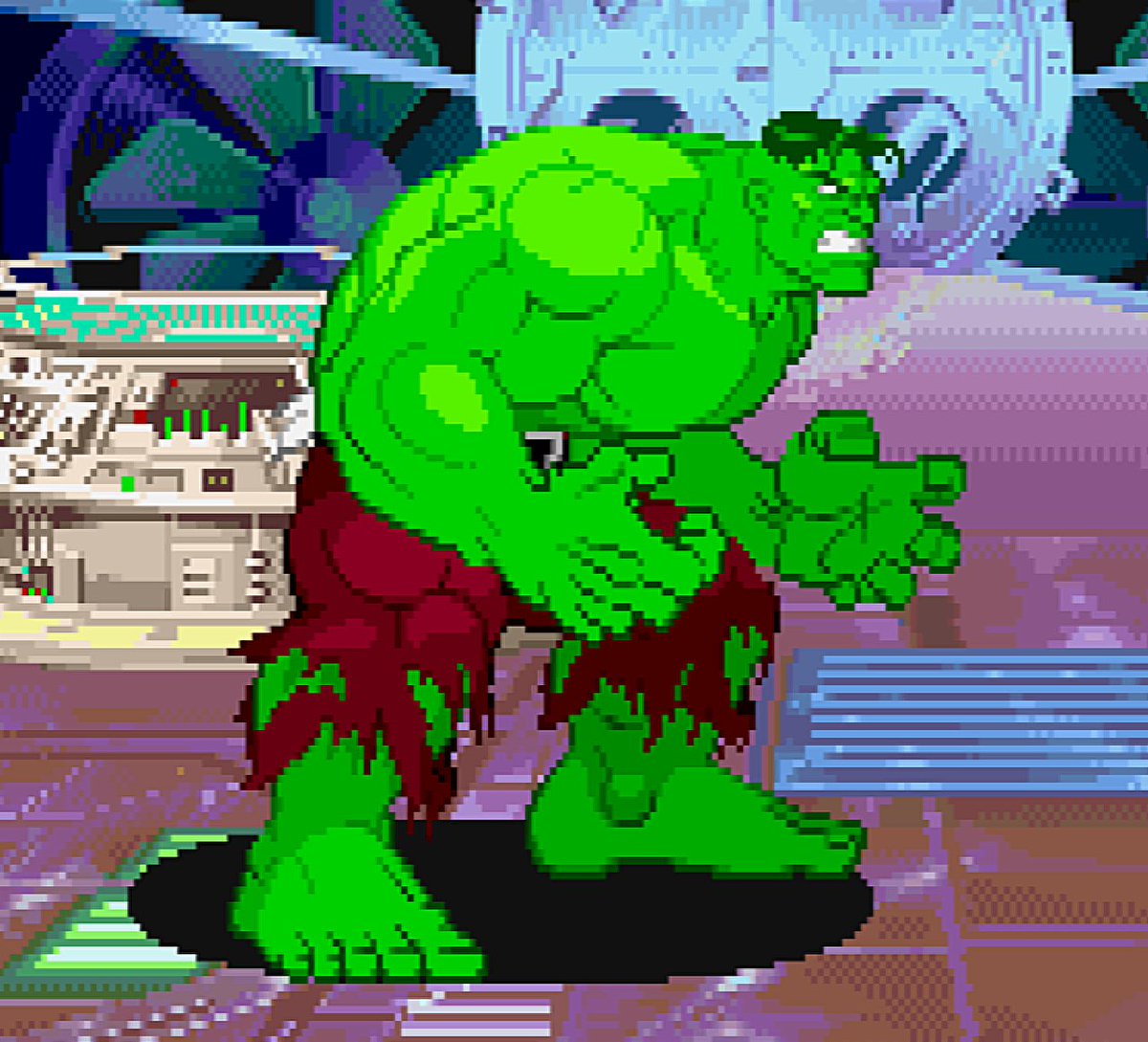 MarvelGames_JP's tweet photo. 【#MARVELTokon キャラクター考察】   
 【キャラクター名】ハルク（ブルース・バナー）  
 声優：宮内 敦士（東のエデン 物部大樹）   
【過去作やコミック、MCUとのつながり】  
MARVELのヒーローの中でも最強クラスの怪力・耐久力・跳躍力を持ち、戦うときはもっぱら肉弾戦。日本でも”超人ハルク”の名で有名な緑の巨人。怒れば怒るほど巨大化したり無制限に強くなる特性をもっている。得意技(兼口癖)はみんな大好き「ハルクスマッシュ！！！」
一般的にはブルースの別人格という認識だが、実はハルクこそがブルースの本来の姿というのが後年設定で加わった。（マーベルコミックの親はクズ率高め）ちなみに今回のハルクは コミック”プラネット・ハルク”の中でサカールで剣闘士をしていた時のスキン。ムービーでの彼の発言にあったようにイルミナティ（アイアンマン、プロフェッサーX、ドクターストレンジ、ミスターファンタスティック、ネイモア、ブラックボルト、）によりハルクを地球上に留まらせるのは危険だと判断し、地球から追放されたというもの。声優はMCUのマーク・ラファロのハルクでおなじみの宮内敦士さん。 #マーベルファイティングソウル #MarvelFightingSouls #CaptainAmerica