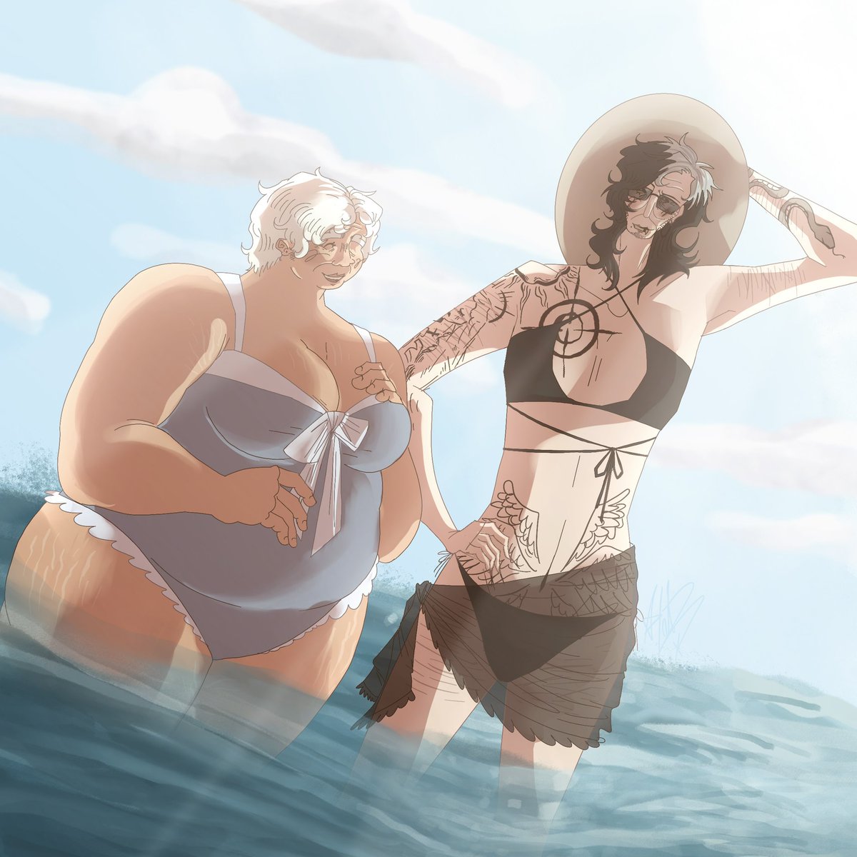 hathathathatter's tweet photo. ineffable wives beach date 
#goodomens https://t.co/hKsyCgMfir
