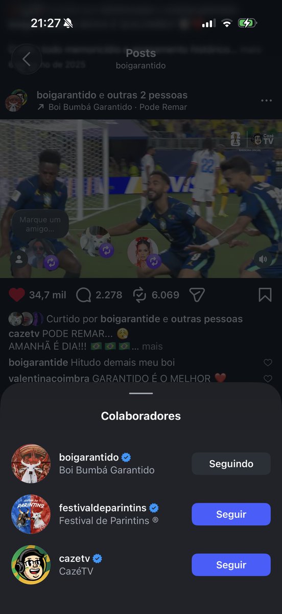 kethleenrayani's tweet photo. Getv, CazéTv e Sportv fazendo collab com o Garantido por conta da toada “pode remar”. O boi que é uma fábrica de fazer hit pro Brasil e pro mundo 😮‍💨 https://t.co/5EjzVHrUAK