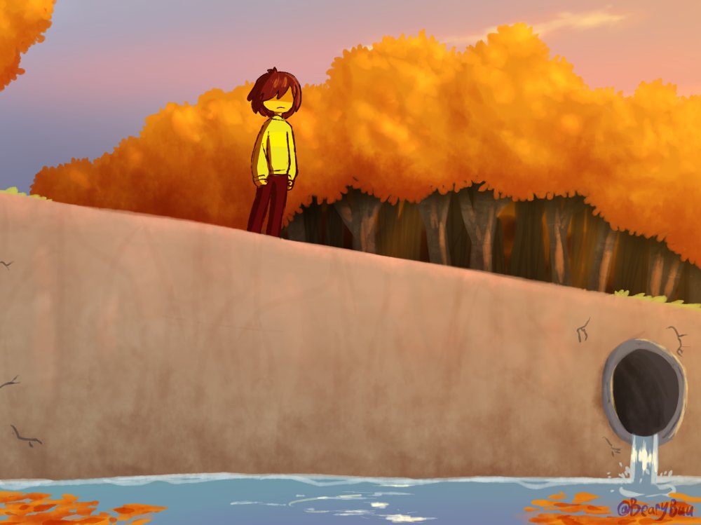 BearyBuu's tweet photo. I spent basically a whole decade seeing the "beach" in deltarune as a cliff like this, so the scene in chapter 5 was hard for my brain to accept lol https://t.co/b48TyjabqI