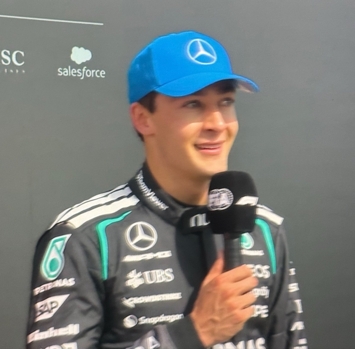 georgesrussells's tweet photo. GR: "My first time on podium here in Silverstone"

*crowd cheeringgg* 🥹🥹🥹🩵 #homeboy https://t.co/L72EmdGKIx