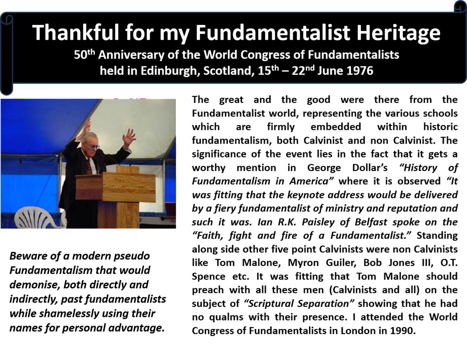 weecalvin1509's tweet photo. Hi @DrJohnNHamblin π
Not only #MalonePreachedWithCalvinists (The worst of Satanic agents!) in 1976, but preached FREQUENTLY with 5 point Calvinist Ian Paisley, and had him preach in his Bible Conferences in the 70's and 80's π
Were you there? #oldpaths
#truthsforthesetimes https://t.co/NUaOKp0Nfz