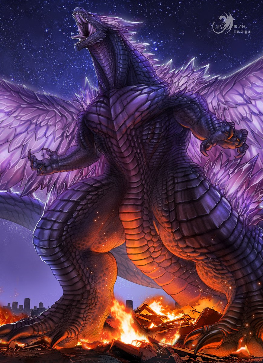 heizigui's tweet photo. 【CM】Amethyst Dragon（Godzilla form） https://t.co/83dEFoWMtD
