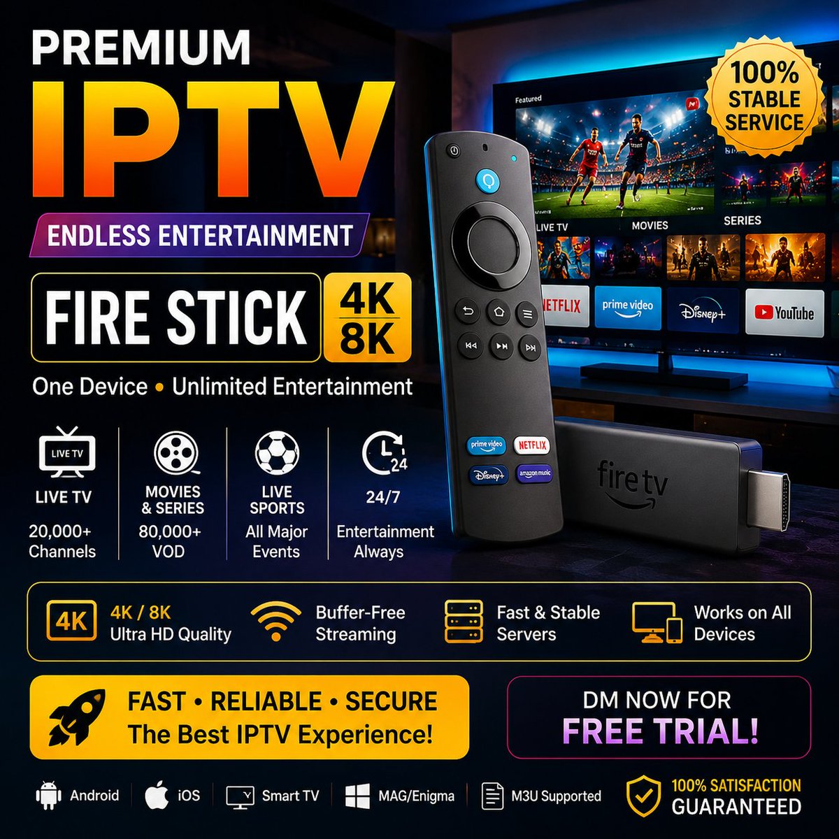Davidon4g's tweet photo. 🚀 Stream Smarter with Premium IPTV

📺 Fire Stick • 4K • 8K Quality
⚽ Live Sports • 🎬 Latest Movies • 📺 TV Channels
⚡ Fast Servers • No Buffering • 24/7 Support

🎁 Ask for Your FREE Trial Today!
📩 DM Now
#NFFC .#NUFC #iptvuk#iptvuk https://t.co/Fiz7sOWoj5