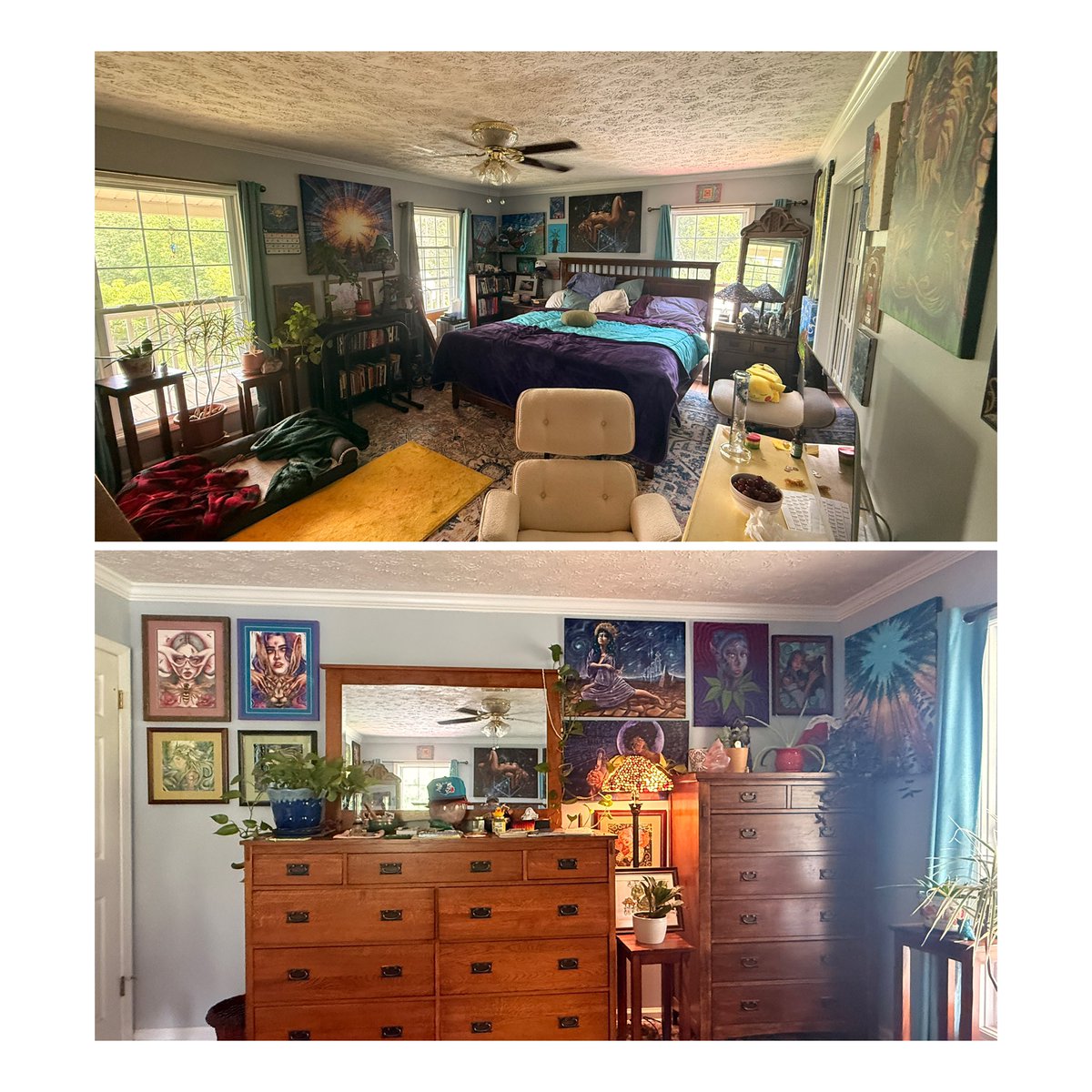 KingTreeBear's tweet photo. Definitely still have plenty of room for more art- especially above windows and doors- and this is just my bedroom! But I appreciate all of you who donated to BEAR GOOD FRUIT today! And a big thanks to the artists who are helping make my life more beautiful, peaceful, and magical!!! Health, wealth, love, peace, freedom, and heaven to us all!!! Thank you, God!!!
Let’s create peace and heaven on earth together, y’all!!! Happy day!!!