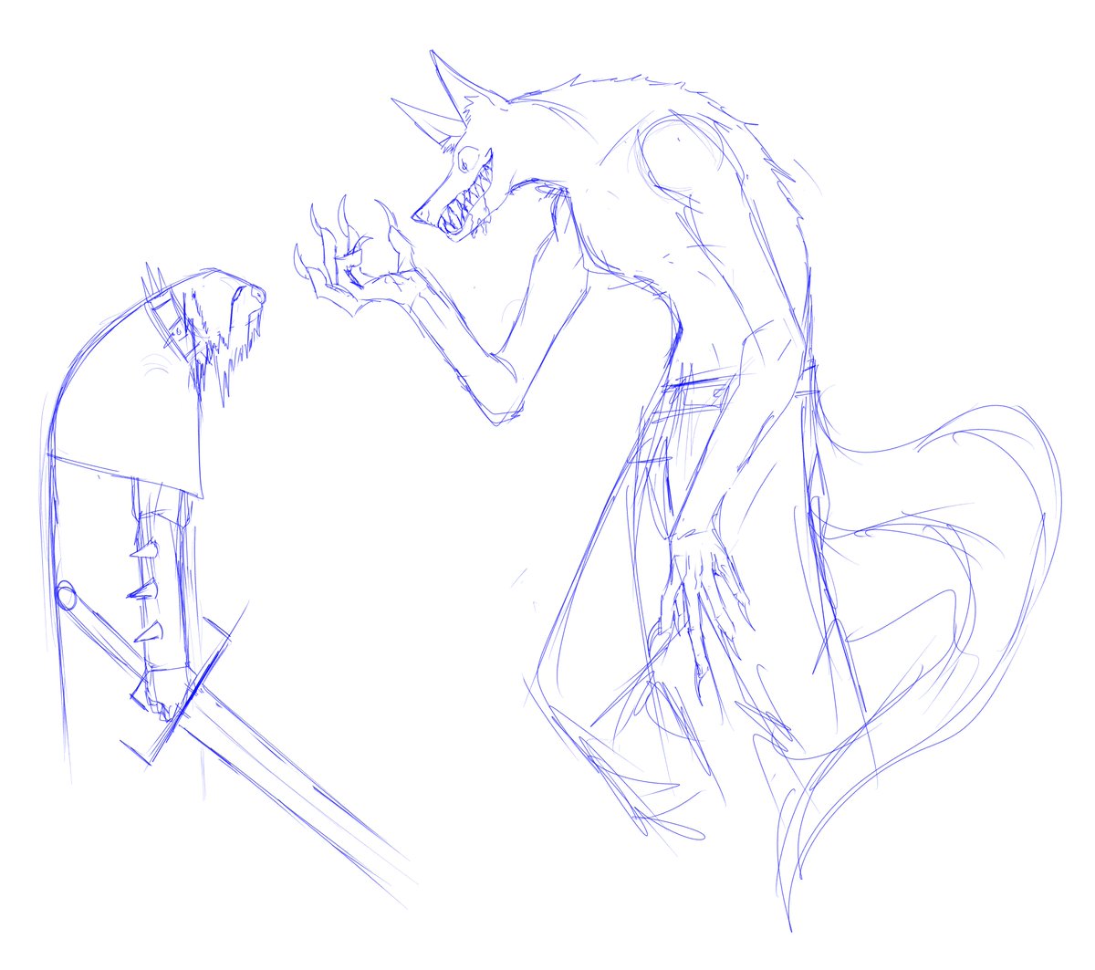 CaptainDahut's tweet photo. acting upon a random thought that came to me of a Hound Knight protecting a village herd of sheep from wolves.
Mostly just sketches. https://t.co/NFaltqm66f