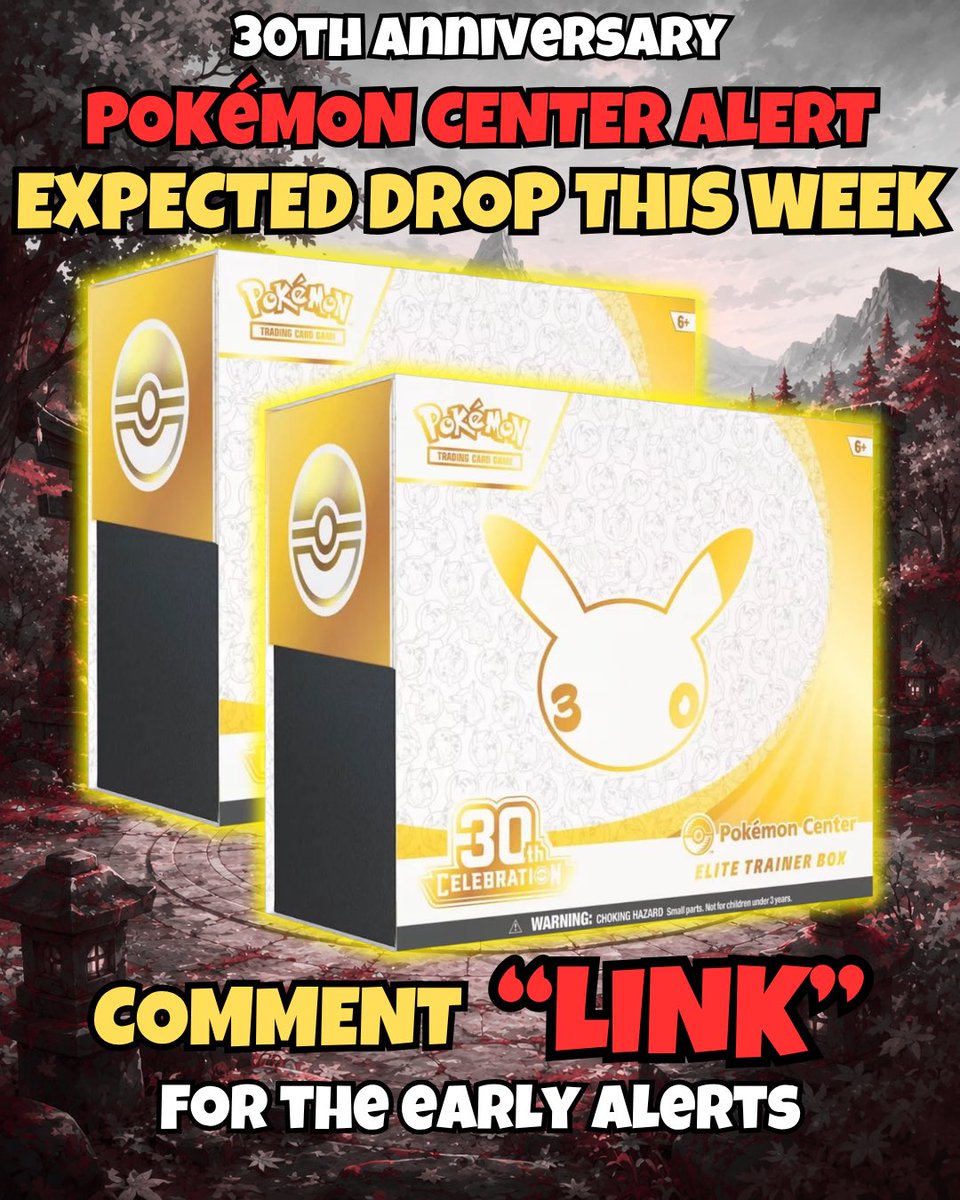 ExoticzCooks's tweet photo. 🚨 Pokémon Center 30th Anniversary Drop Expected This Week! 👀

Link in Bio 🔗 

#pokemon #pokemontcg #pokemoncommunity #pokemoncards #pokemonnews https://t.co/LnjnzueF0m