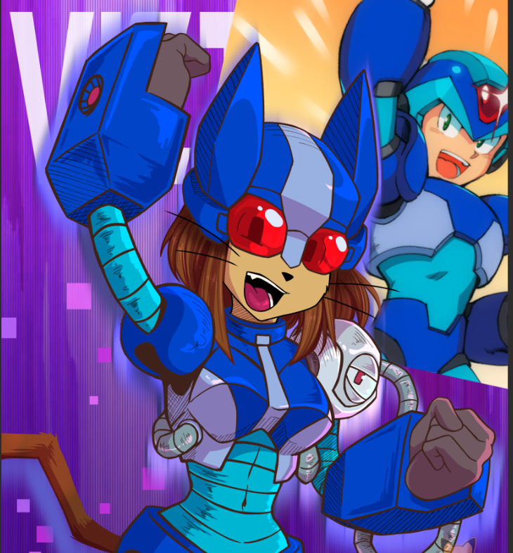 RaddFoxx's tweet photo. Finally managed to finish some art again! Been struggling a lot with depression lately but drawing Kit cheering me on put a smile on my face somehow haha

I also thought it'd be fun to give Kit classic Megaman colors as an alternate version.

#Gameoverse #Kit #Kitbodega #Fanart https://t.co/YZKgKHiU5N