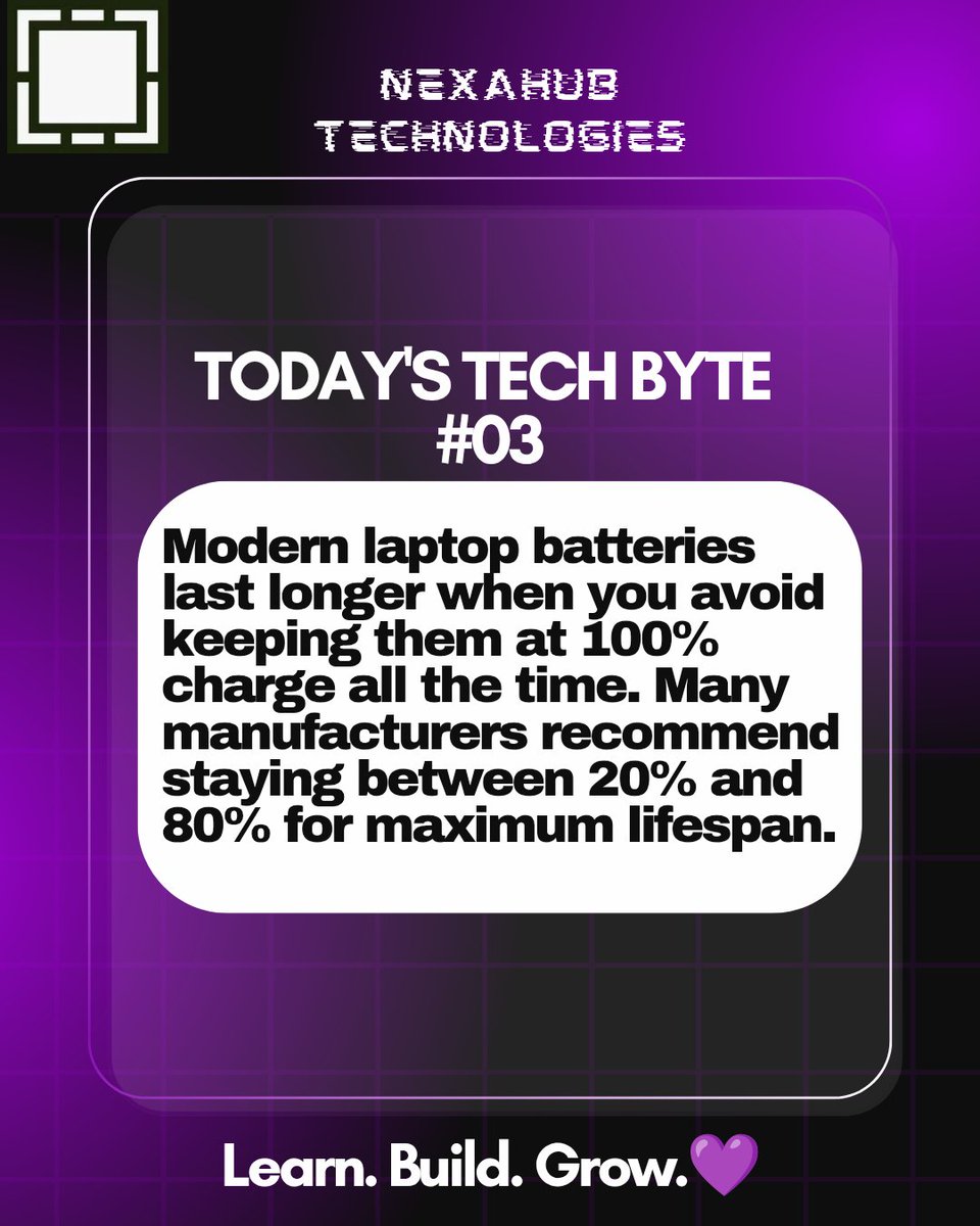NexaHubTech's tweet photo. Learn one new tech fact every day with NexaHub Technologies🚀💻

Follow for daily tech knowledge! 💜💻 https://t.co/Grv2UW2WTM