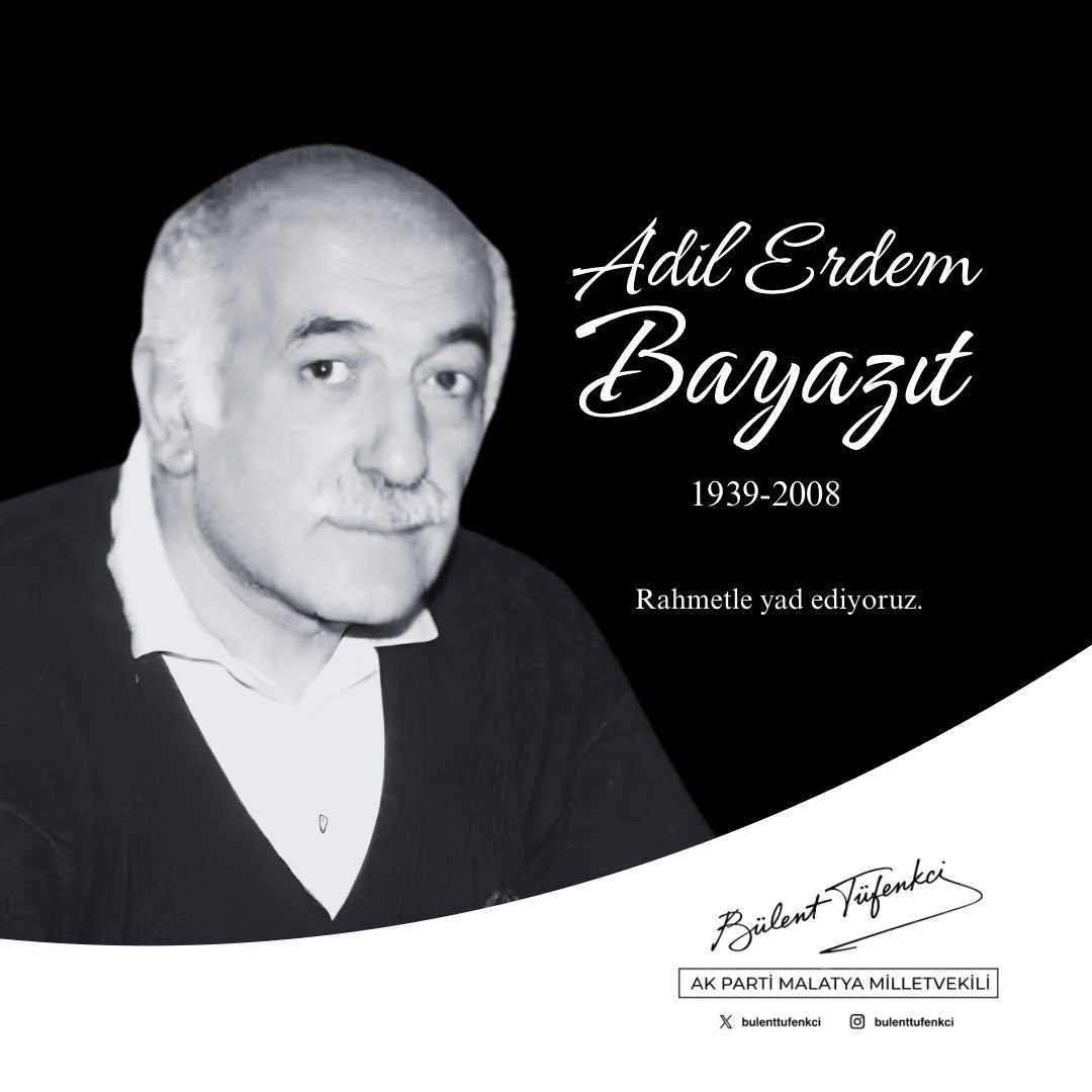 bulenttufenkci's tweet photo. Mısralarını bir medeniyet mücadelesinin, adalet ve inanç şuurunun nişanesi kılan; ‘Yedi Güzel Adam’ın müstesna şahsiyeti Adil Erdem Bayazıt’ı rahmet ve minnetle anıyorum. 

Şiiri bir duruş, hayatı ise bir dava haline getiren usta edebiyatçımızın arkasında bıraktığı asil miras her daim kalbimizdedir. Mekânı cennet, makamı âli olsun.