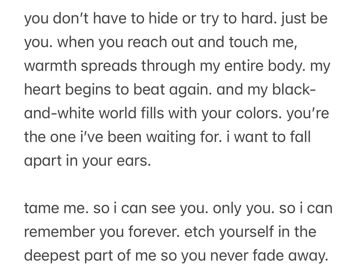 bunniewiju's tweet photo. “i want to fall apart in your ears.”
“tame me.”

YO 😭😭😭😭 this poem is so beautiful and romantic AND KINDA FREAKY?? 😭 https://t.co/X1B9MDuVm8