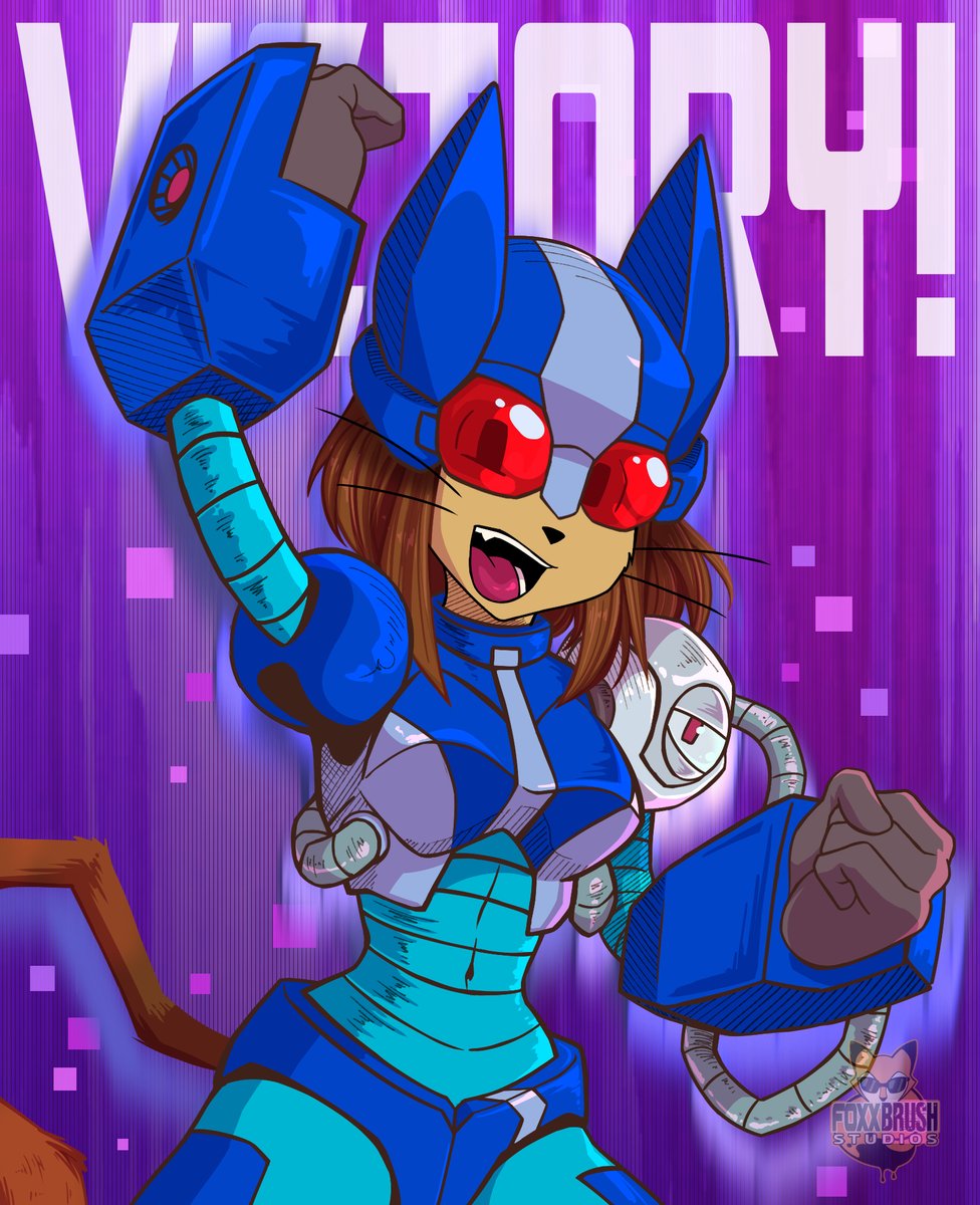 RaddFoxx's tweet photo. Finally managed to finish some art again! Been struggling a lot with depression lately but drawing Kit cheering me on put a smile on my face somehow haha

I also thought it'd be fun to give Kit classic Megaman colors as an alternate version.

#Gameoverse #Kit #Kitbodega #Fanart https://t.co/YZKgKHiU5N