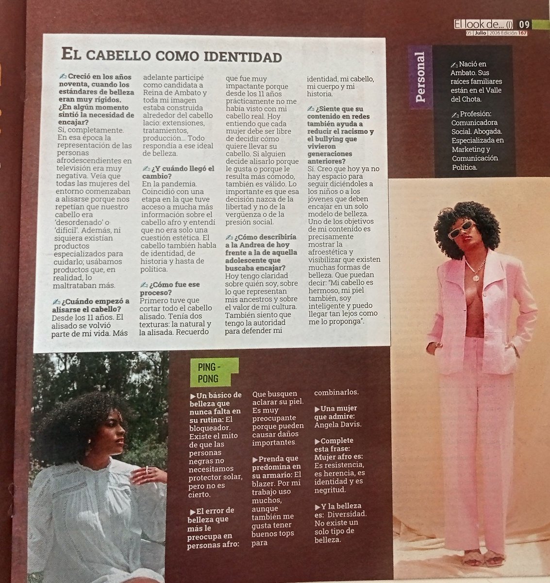 LeoMosquera10's tweet photo. Qué orgullo ver a mi hija @AndreJazz91 destacada hoy @Expresoec. Tu lucha por la representación, la diversidad y tu mensaje: "No existe un solo tipo de belleza", inspiran profundamente. ¡Felicidades! Tu inteligencia y coherencia no tienen límites. 👏🏾✨ #Orgullo #AndreaMosquera" https://t.co/vG3oiQQaSF