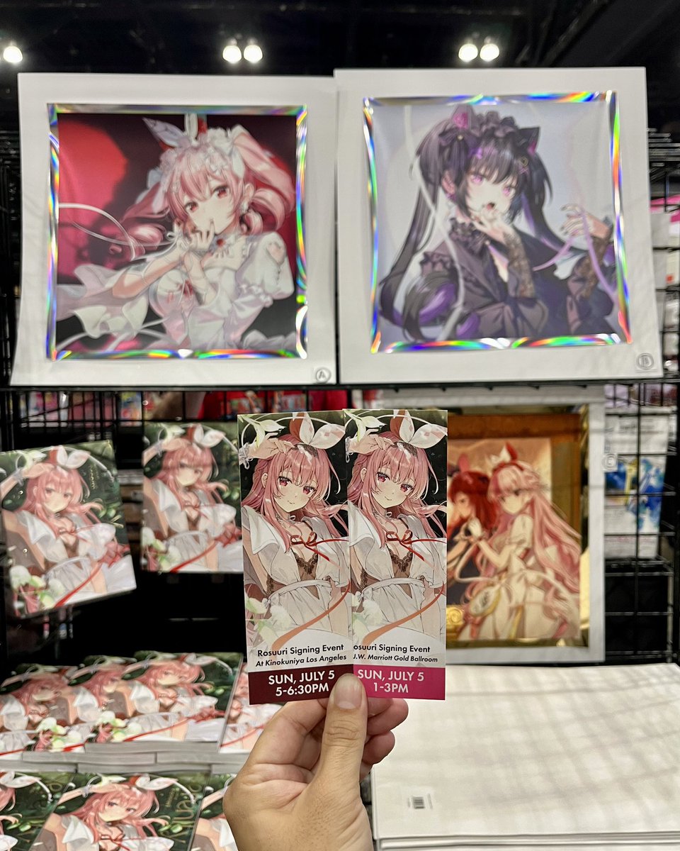 KinokuniyaUSA's tweet photo. Meet illustrator @rosuuri today at Anime Expo and Kinokuniya Los Angeles! @PIE_Comic_Art 

Spend $50 or more on Rosuuri merchandise at Anime Expo booth SH-1706 or Kinokuniya LA to attend!

Anime Expo schedule:
July 5th, 2026 1:00-3:00 PM / Table 2

Kinokuniya LA schedule:
July 5th, 2026 5:00-6:30 PM

Kinokuniya LA address:
101 San Pedro Street
Los Angeles, CA 90012

*Please note Rosuuri san can sign on any two items purchased from Anime Expo Kinokuniya booth and Kinokuniya LA.

#AnimeExpo #AX2026