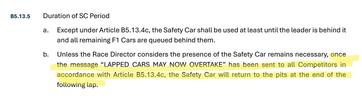 F1WDC2021's tweet photo. Unlike at #AD2021, the safety car withdrawal was performed as per the regulations at #BritishGP, staying out for the mandatory lap after lapped cars were released.

This was despite the Race Director calling in the safety car on the same lap as unlapping cars.

The safety car driver (Bernd Maylander) correctly used his overriding authority as the expert on the safety car regulations.

Why did he NOT do this at #AD21?