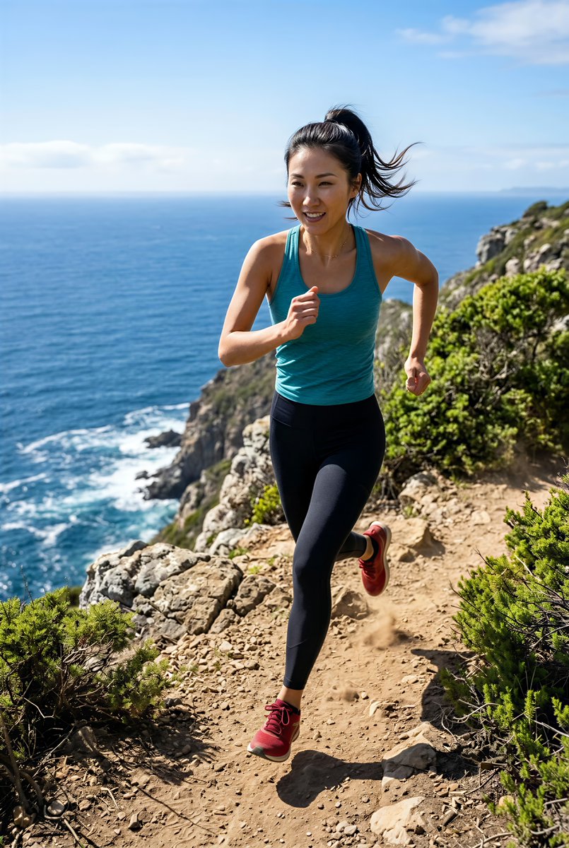 Masterlegend50's tweet photo. Outrunning my red flags on the coast this morning. 🚩🏃‍♀️ Which is faster, me or your WiFi?
AI generated or enhanced.
#FitnessVibes #MorningRun https://t.co/Sw9n9bto36