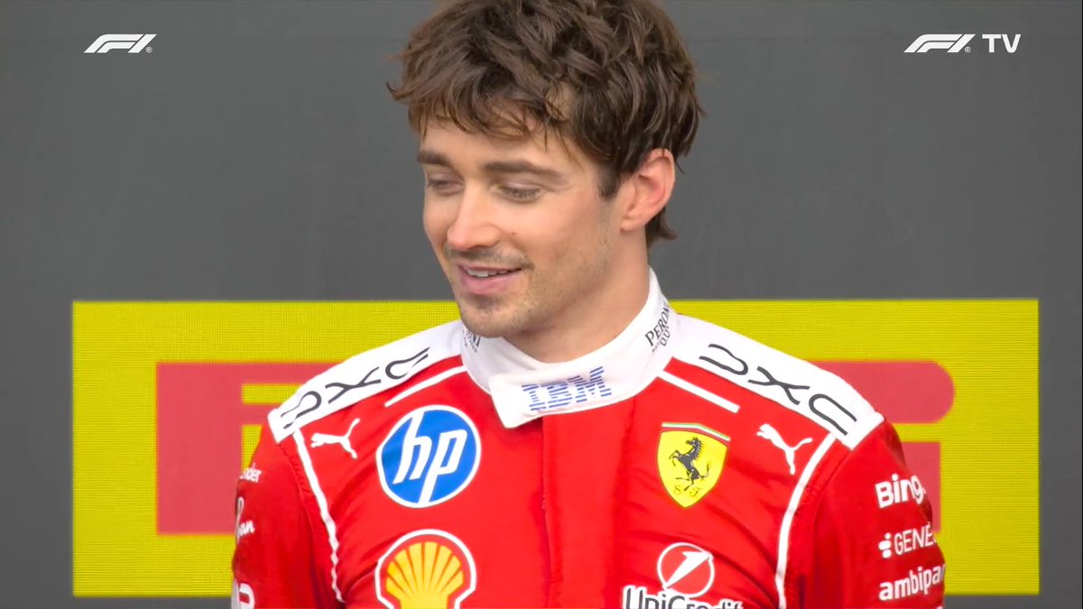 FanaticsFerrari's tweet photo. Charles Leclerc sings the Italian national anthem on the top step after winning for Ferrari 😀

I've seen that before 😉 https://t.co/ZNX7VF0xG5