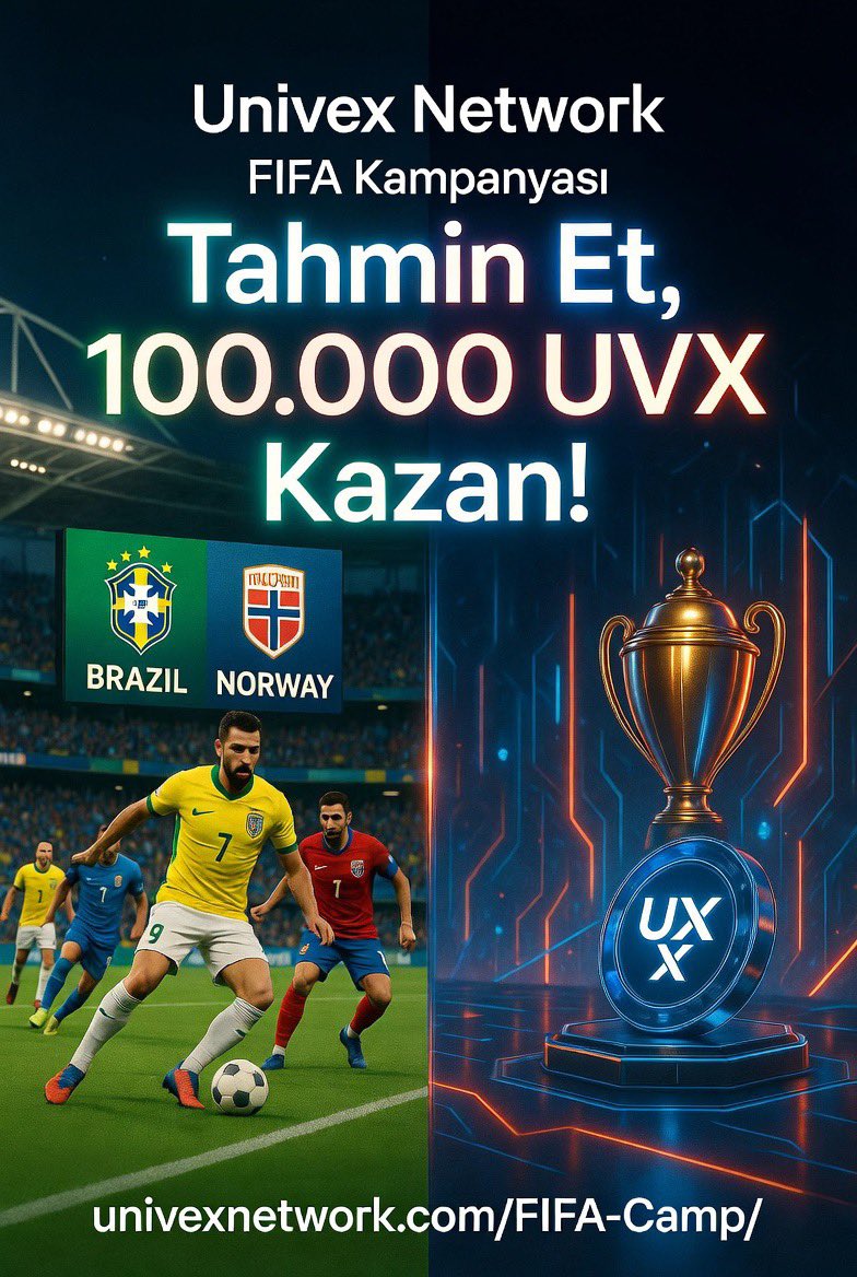 UnivexEuropa's tweet photo. 🔥Univex Network FIFA Kampanyası: 16’lı Tur Özel!🔥

Brezilya - Norveç maçı ile 16’lı tur heyecanı başlıyor!
Doğru tahmin yap, 100.000 $UVX ödül havuzundan payını al !

⚽️ Katılmak İçin:
https://t.co/vh2pMqaxXH
(E-posta + Univex Kullanıcı Adı)
💎
#UnivexNetwork #UVX #FIFA #Altın https://t.co/9mp8mfVojY