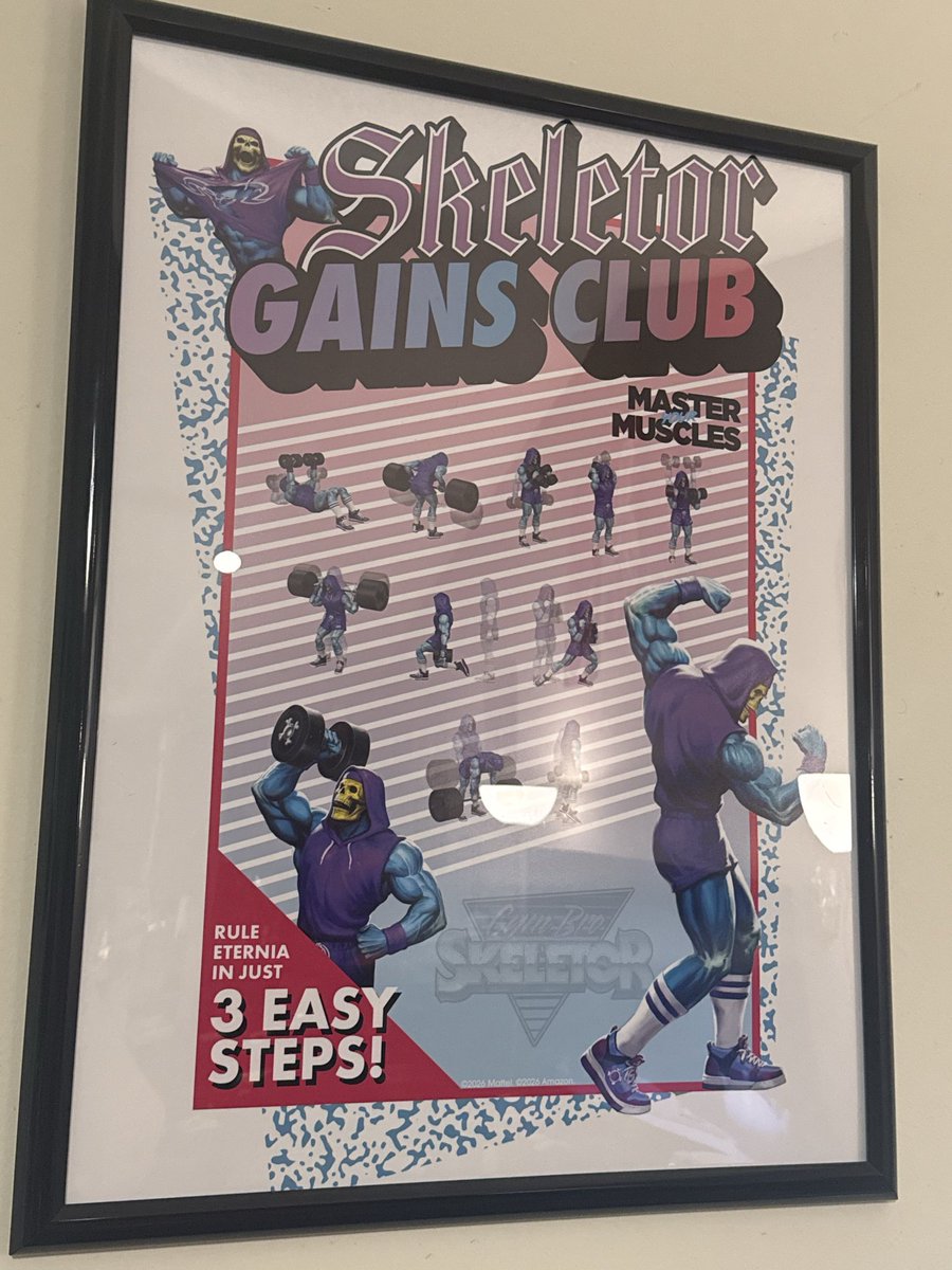 pyromaniac89's tweet photo. So happy I got and framed my gym bro skeletor poster 💪🏽 💀 #heman #motu #skeletor https://t.co/onGK6So5P2
