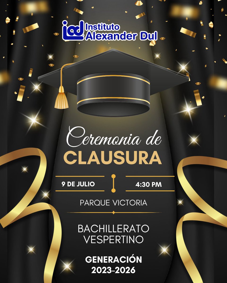 IAlexanderDul's tweet photo. 🎓 Ceremonia de Clausura 🎓
🎉 ¡Llegó el gran día!

BACHILLERATO Vespertino Jueves 9 de julio a las 4:30 PM en plantel Parque Victoria. https://t.co/4apdypJokf