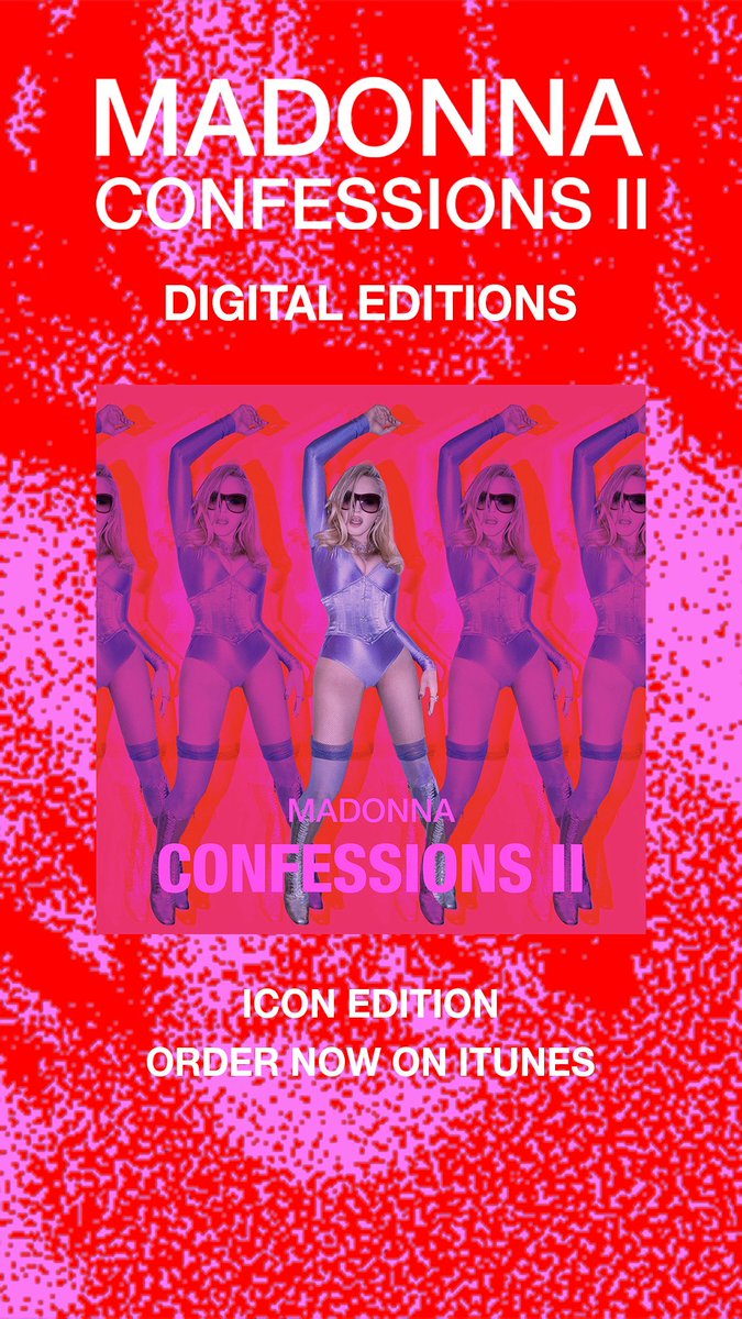 Madonna's tweet photo. CONFESSIONS II - The Film and The Icon Edition 🩷❤️🧡💛💚🩵💙💜

https://t.co/29Nj6J3jSy

https://t.co/8Vwnzhx6K6 https://t.co/Vea0yxiVUW