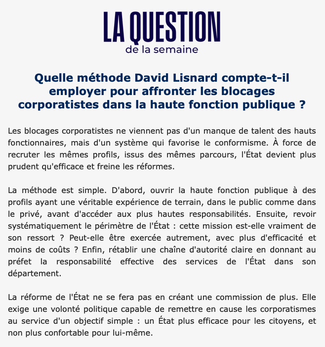 Olivier152639's tweet photo. Quand @davidlisnard parle de #liberté et de sa méthode pour libérer le pays des blocages qui l'empêchent de redevenir prospère, il pense en particulier à la caste de la haute fonction publique qui verrouille les principaux rouages de l'État. Vite une @Nouv_Energie #OnLeFera ! https://t.co/0qQd46saEF