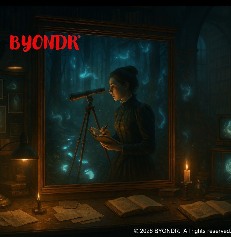 GoBYONDR_IO's tweet photo. Curiosity peeks where shadows deepen. Lady Harcourt's lens reveals Bigfoot as more phantasm than fauna, challenging the edges of our reality. Cryptids or specters? You decide. #byondr #Paranormal Read more: https://t.co/SjT8lj3Ed4 https://t.co/mlrCJFk0Y4