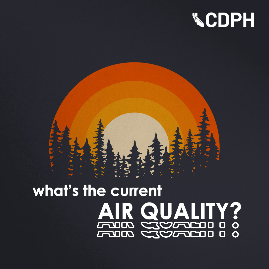 CAPublicHealth's tweet photo. Smoke from nearby fires can cause eye and respiratory (lung) issues. Wear an N95 or P100 mask to filter out pollutants in areas with poor air quality, if you must go outside.

Find your location’s current air quality by visiting: https://t.co/3N5HAEx3XP. https://t.co/Ttj7GT8bfv
