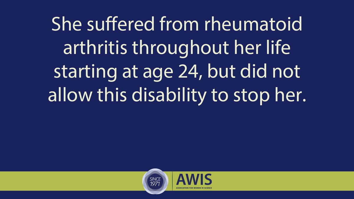 AWISNational's tweet photo. Dorothy Hodgkin, PhD, was awarded the Nobel Prize in Chemistry in 1964. She suffered from rheumatoid arthritis throughout her life starting at age 24, but did not allow this disability to stop her.

https://t.co/8hxQxkUIIE #WomenInScience #DisabilityPrideMonth https://t.co/EyBC3oo2Ah