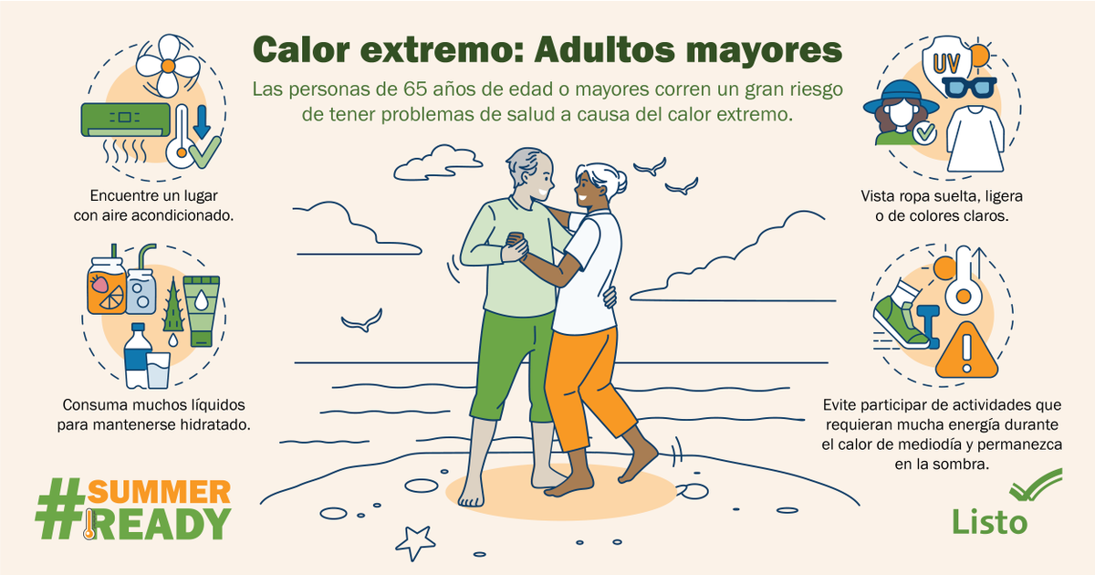 PGCHealth's tweet photo. Heat wave alert! Older adults are at higher risk for heat‑related illness. Stay safe by drinking plenty of water, staying indoors, and taking breaks in air‑conditioned or shaded areas. Check on neighbors, friends, and family too. https://t.co/XsnIWEp1ba